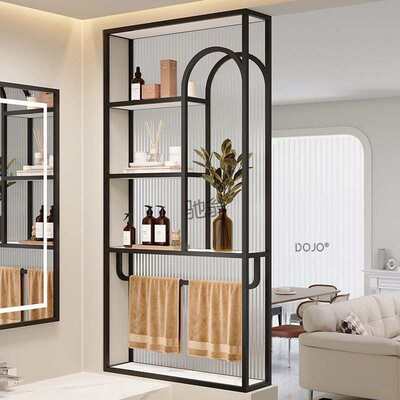 Vjd现代风奶油风卫生间洗漱台干湿区置物架隔断简约轻奢客厅半墙