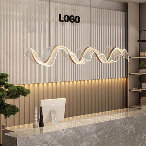 设计师餐厅吊灯轻奢创意波浪飘带办公室前台吧台茶室酒店艺术吊灯