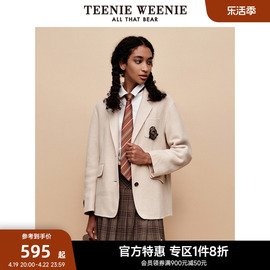 teenieweenie小熊奥莱学院，风毛呢大衣小个子，西装外套短款女装春装