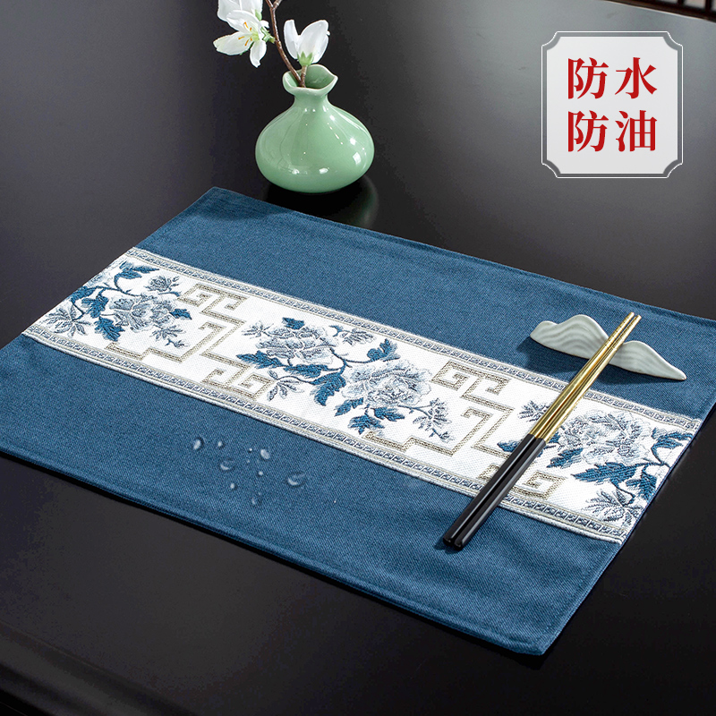 新中式餐垫中式仿棉麻隔热餐桌布桌旗茶巾茶席中式餐布防烫桌垫布