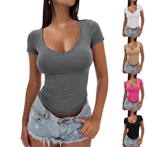Women's short sleeved collar short sleeved T-shirt