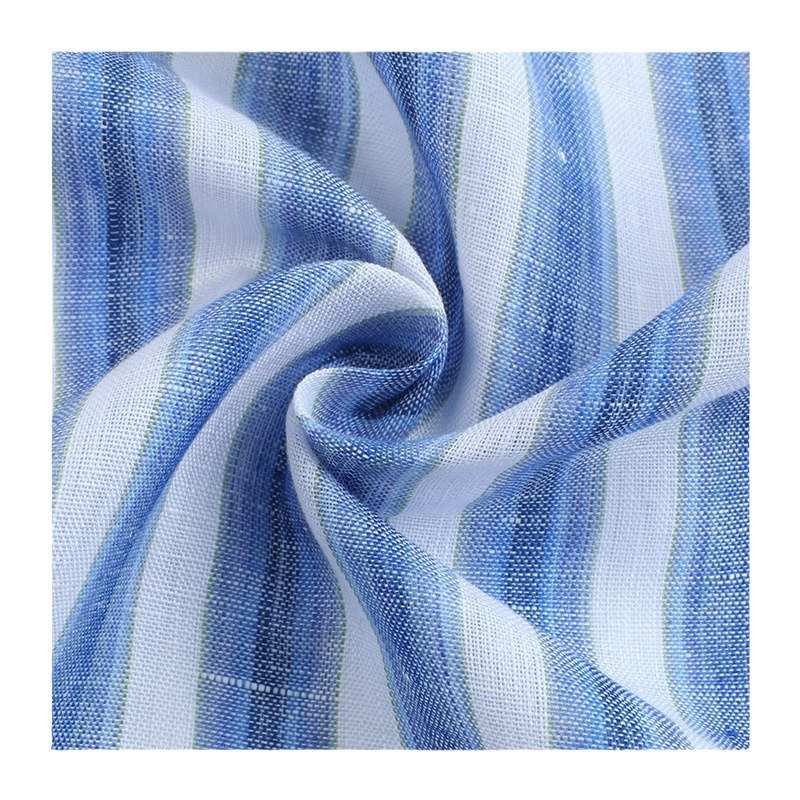 色织 条女装休闲服时装棉麻21s布料现代童装布料纯日系色织亚麻