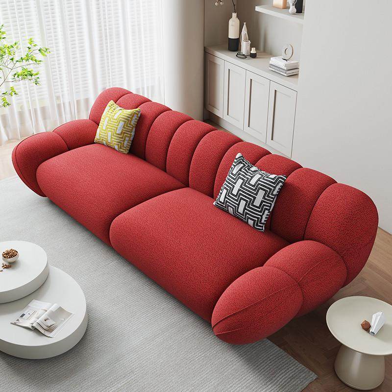 法式设计师沙发奶油风异形复古客厅创意布艺直排三人贝壳沙发