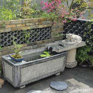 客厅装饰流水摆件室内落地庭院造景中式鱼池喷泉水景大型户外树脂