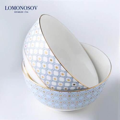 lomonosov俄皇瓷器STAR金边骨瓷碗欧式4.5寸小碗米饭碗家用4祇装