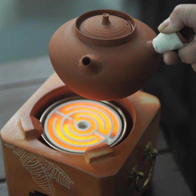潮人茶事 红泥电丝泡茶炉电热丝煮茶炉工夫茶电炭炉砂铫炉丝黑晶
