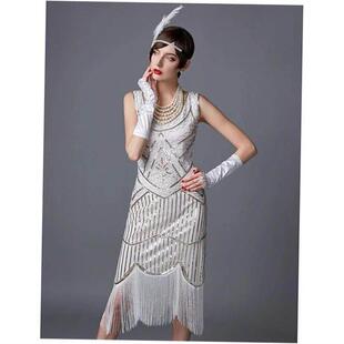 Flapper Dress 20s Sequin Beaded Fringed Great Gatsby Dress