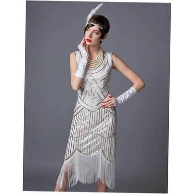 Flapper Dress 20s Sequin Beaded Fringed Great Gatsby Dress
