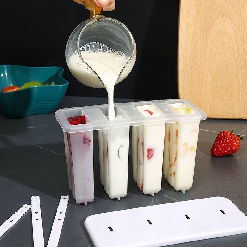 4连做雪糕模具带盖家用儿童冰糕神器一整套diy冰棍冰棒冰淇淋模型