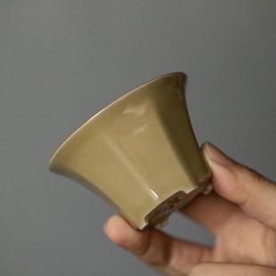 展瓷定窑黄八方茶杯陶瓷功夫茶具品茗杯手工大号主人杯复古家用杯