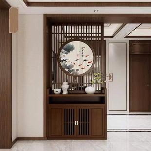 实木屏风隔断客厅家用遮挡入户遮挡玄关储物柜镂空装 新中式 饰现代