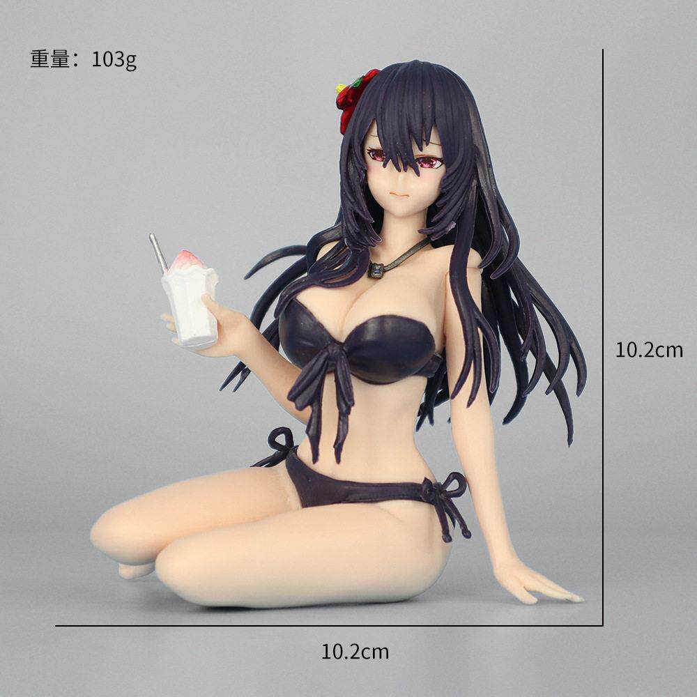 跨境新品 水澄华实手害羞的她摆件 二次元泳装美少女景品