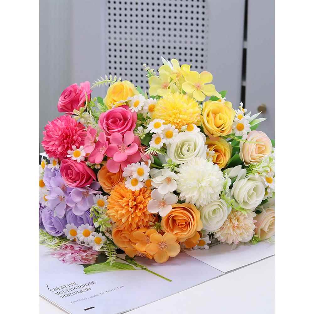 彷真花假花摆设客厅摆件餐桌干花手捧小花束绢花家居装饰塑料花艺