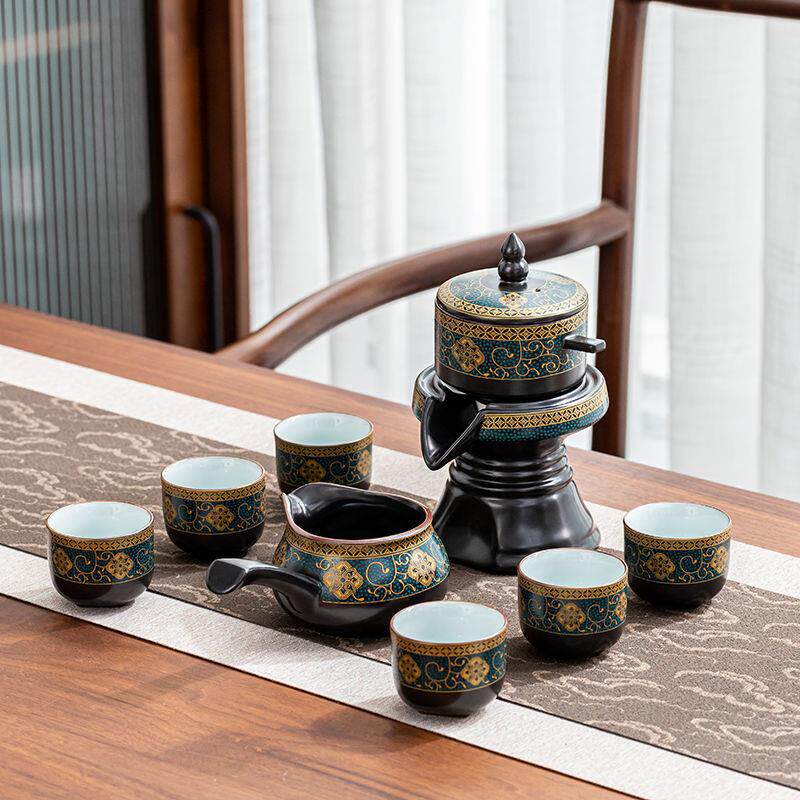 高档陶瓷全套自动茶具石来运转磨泡茶器套装新手防烫懒人创意家用