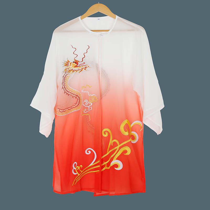 高档渐变色三件套太服披纱绣花春秋练功风服装武极表演男女中国术