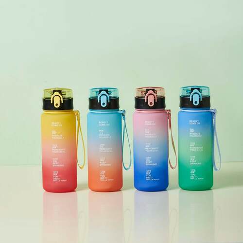 450-600ML Cool Transparent Gradient Color Square Water Bottl
