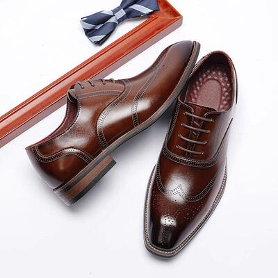 Business Men Leather formal Shoes 男士商务皮鞋真皮实木跟鞋