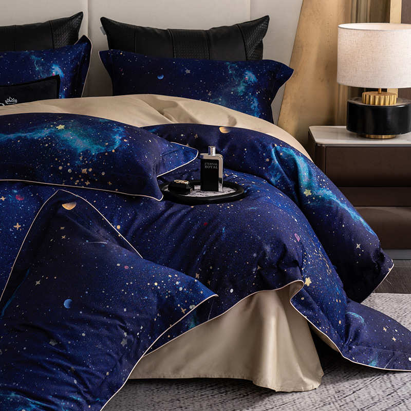 天奢件套星空柔加厚四秋冬丝棉被套高床上用品时尚磨毛超高端床单