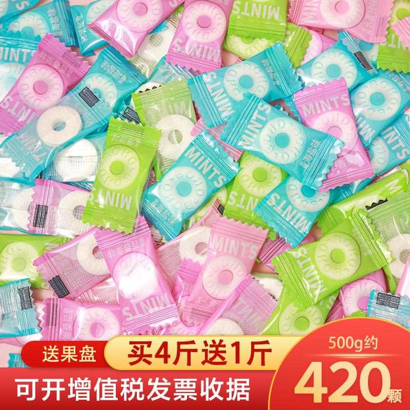 新疆包邮富美多无糖海盐薄荷糖清凉口气清新圈圈薄荷糖火锅店酒店