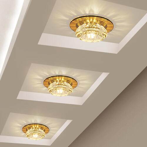 走廊水晶灯走廊灯玄关门厅天花阳台灯嵌入式七彩客厅筒灯射灯爆款