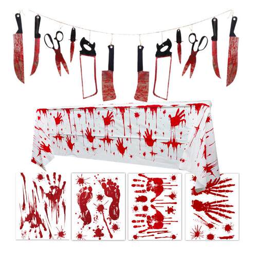 Halloween decorations pull flags blood knife skewers万圣装饰