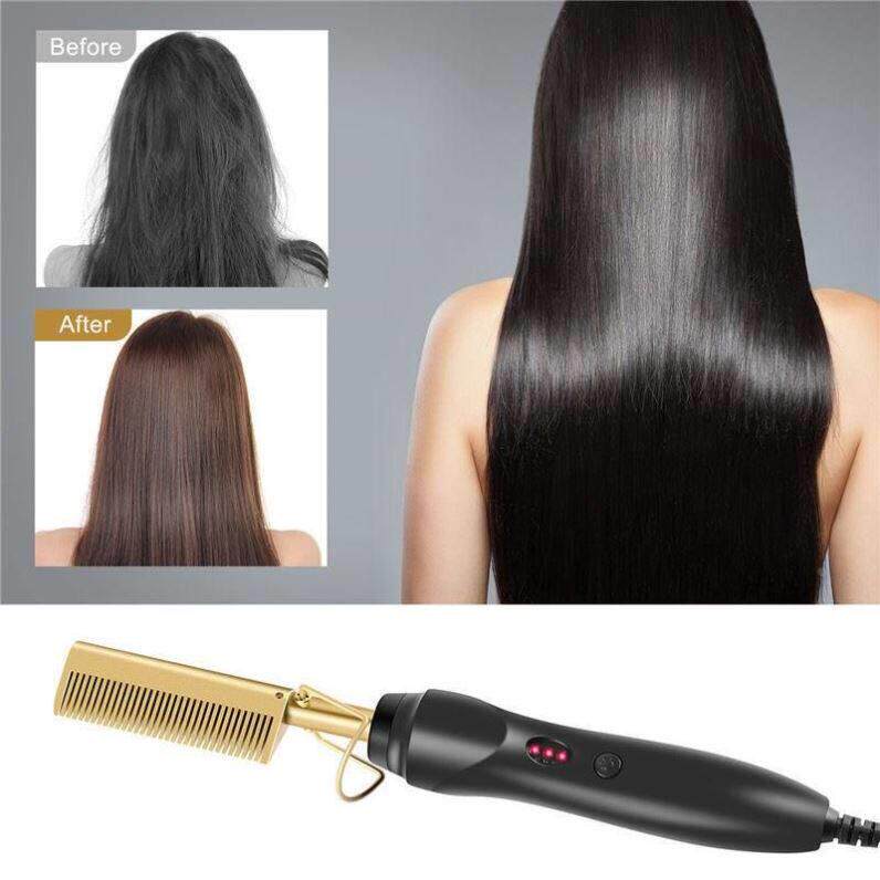 Hot Electric Comb Wet And Dry Curling Iron Hair Curler Comb - 实物图