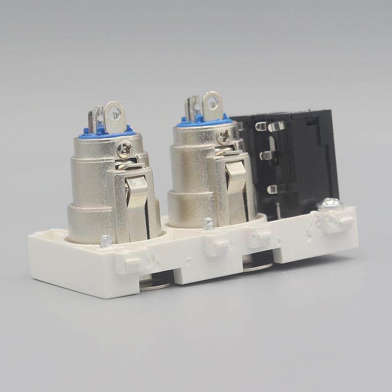 128型双母卡农双口6.35话筒插座模块2个大三芯母卡侬面板地插模块