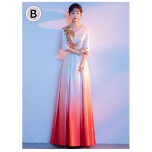 成人大学服诗歌生朗诵红歌比赛演出 女长裙新款 正品 大唱团演出合装