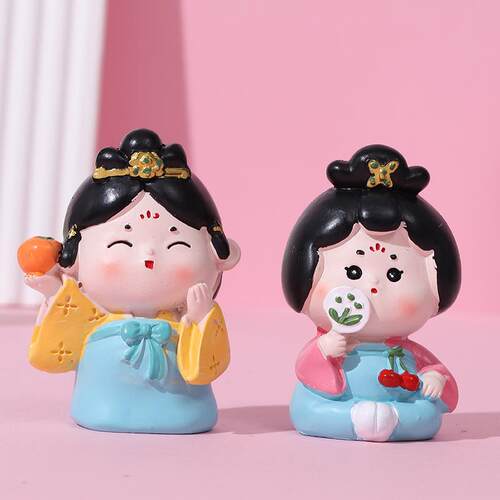国唐仕女摆潮古风唐仕女树脂工品创意焙内卡通公仔艺汽车装饰品烘