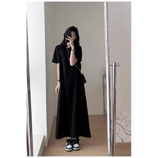 高个子女初夏季170法式超长裙及到脚踝175宽松大码显瘦小众连衣裙