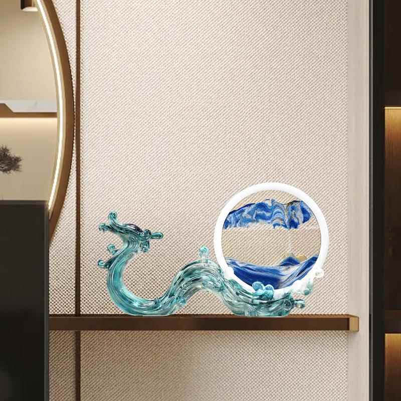 新中式龙件年意游流沙画RB00055沙漏解龙压摆客厅电创视柜玄关家