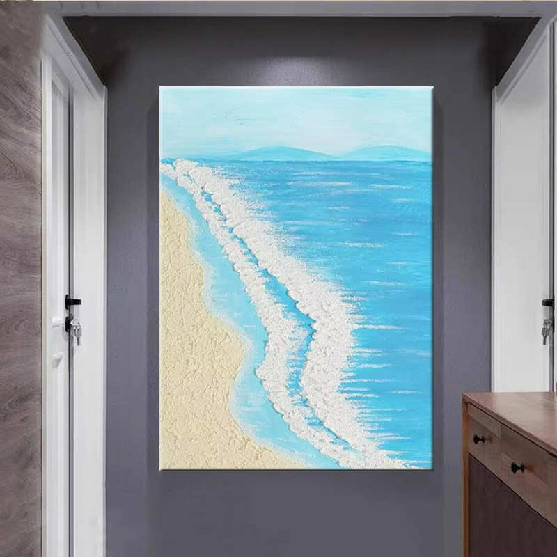 纯手绘立体油画现代客厅装饰画丙烯石英砂肌理画走廊正对门餐厅画图片