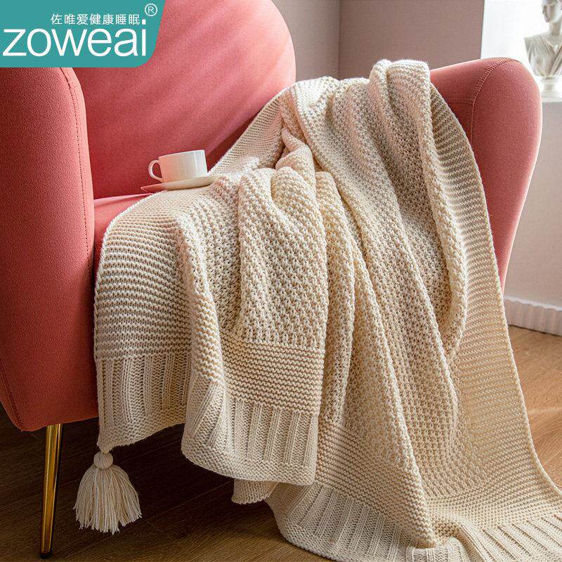 2025新款毛毯沙发毯空调盖毯床尾巾午睡办公室流苏针织毯子高级感