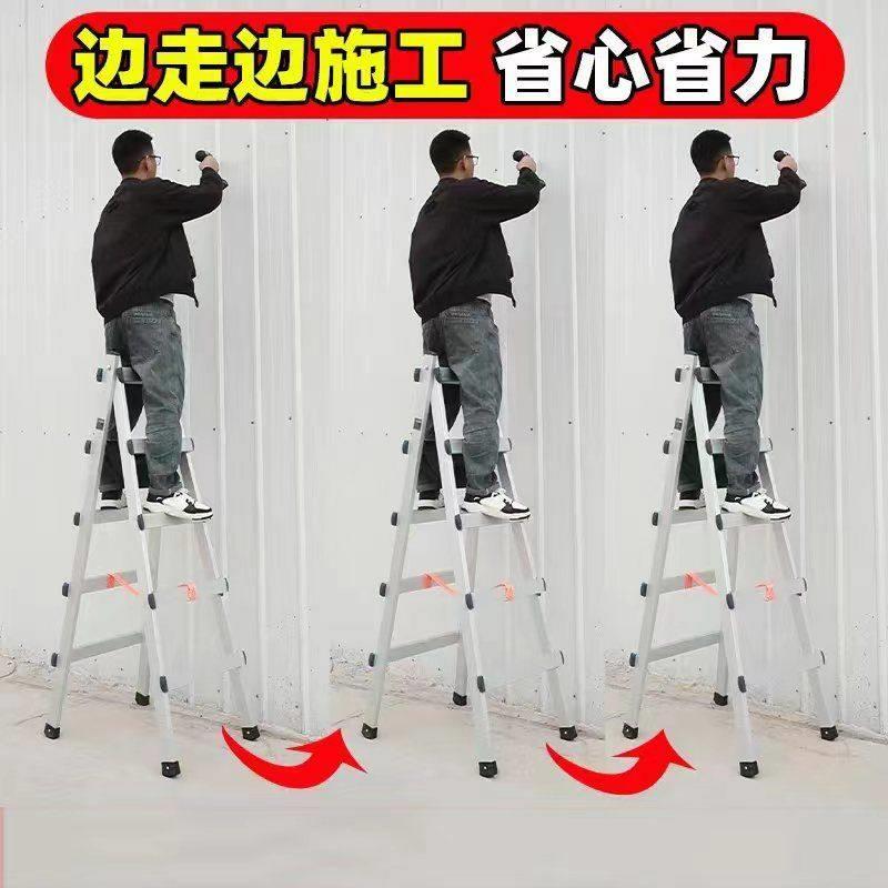 加厚镀锌铁梯走路梯子家用加宽折叠人字梯室内焊接楼梯加厚工程梯