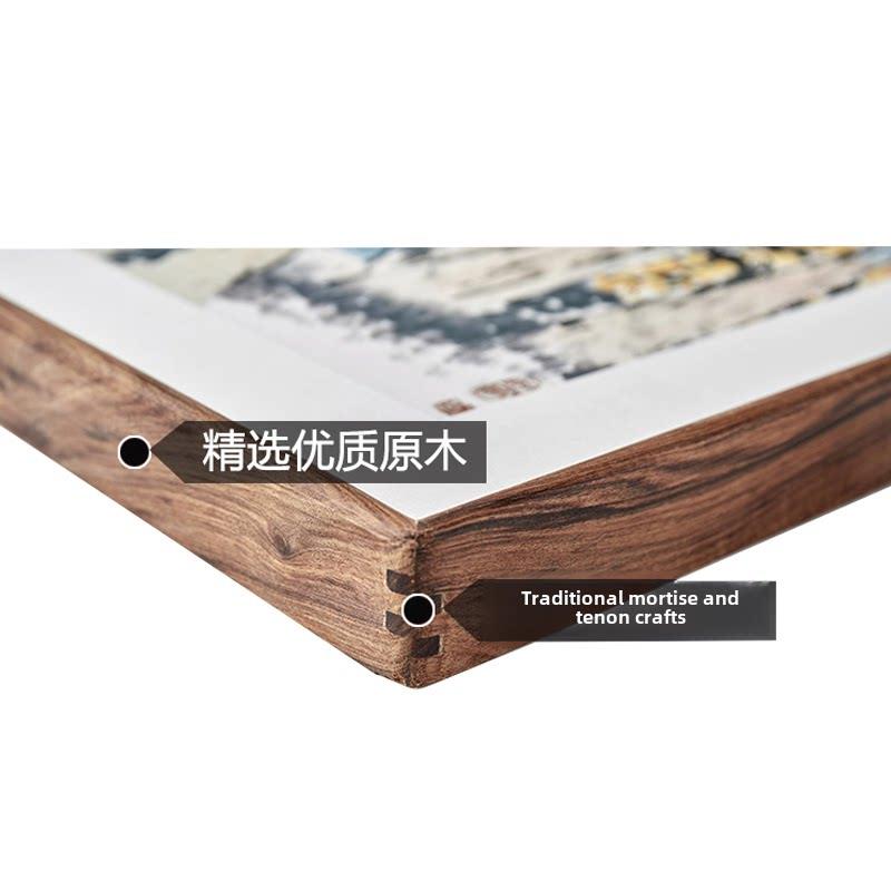 卯榫圆角框摆台檀木裱框字画框挂墙中式实木装裱字画正方形窄边框