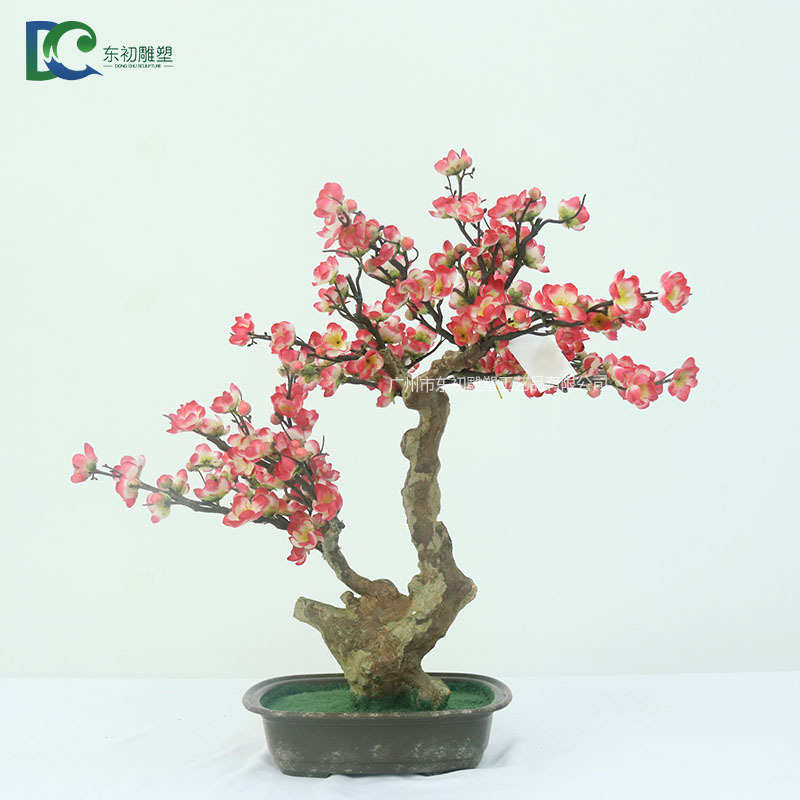 盆景花酒腊梅桃摄影店腊梅道具装饰仿真梅花树枝厂家直销假花绢