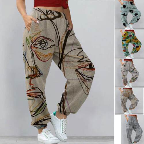 Women's sports printed sweatshirt, women's pants, leg