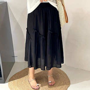 大码女装不规则木耳边半身裙2025夏款胖mm高腰遮胯显瘦半裙NQ1186