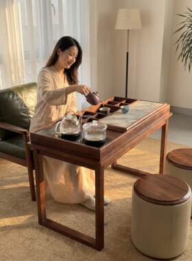 阳台茶桌高端精致新中式小茶台组合实木小茶桌年轻人茶桌宋氏美学