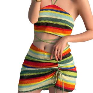 hanging chest neck suspender split Bikini striped small