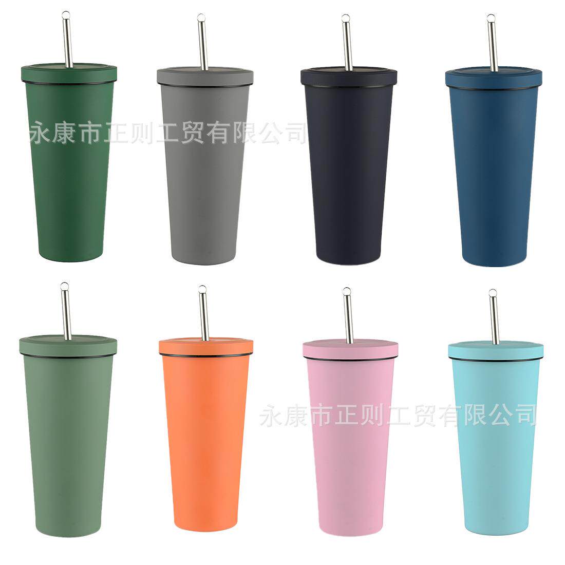 新款橡胶漆无底真空二代咖啡奶茶时尚小清新保冷不锈钢吸管保温杯