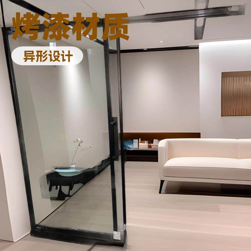 卫生间隔断干湿分离洗澡间防水钢化玻璃屏风淋浴房极窄不锈钢格栅
