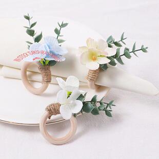 2025 Spring Rustic Green Leaf Napkin Rings Table Decor餐巾扣