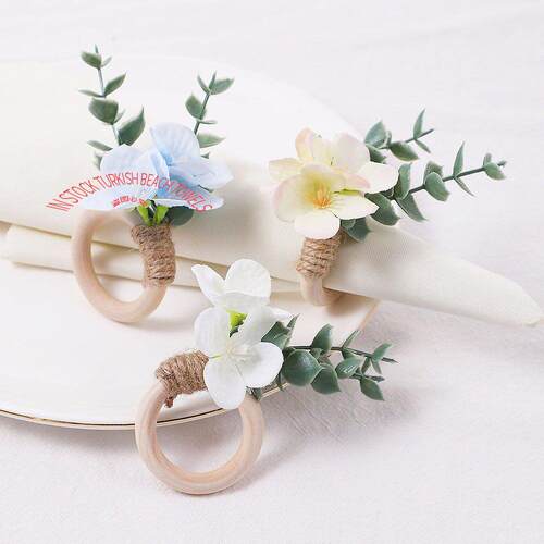2025 Spring Rustic Green Leaf Napkin Rings Table Decor餐巾扣