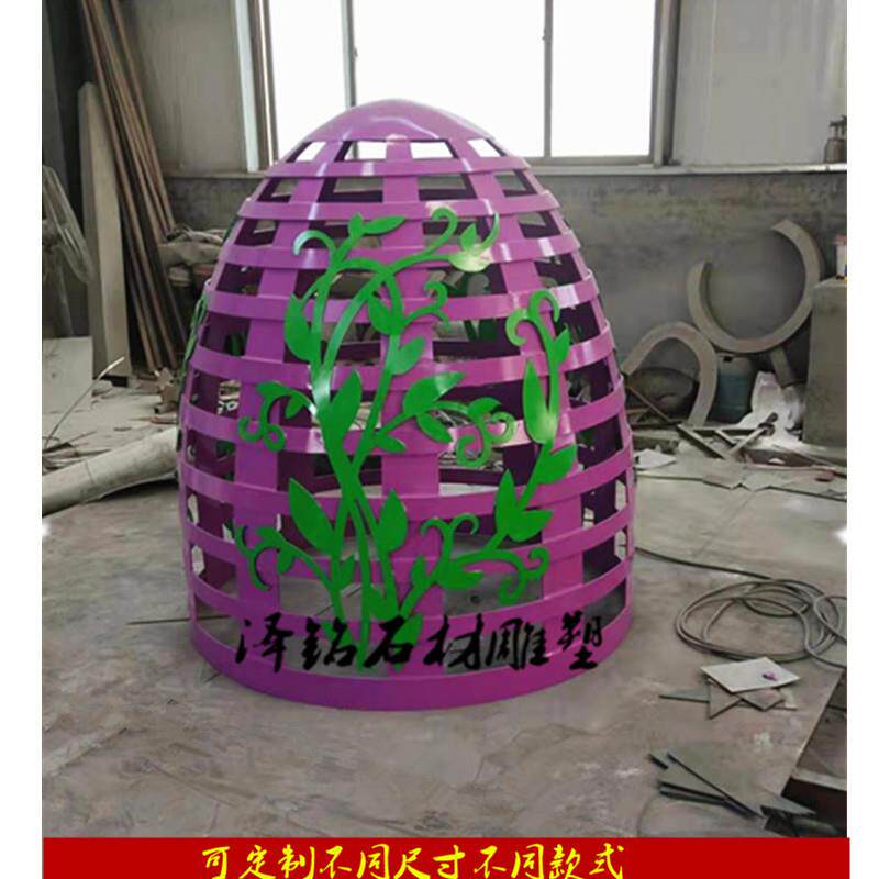 不锈钢镂空彩蛋鸡蛋玻璃钢彩蛋卡通兔子恐龙蛋公司吉祥物公园景观