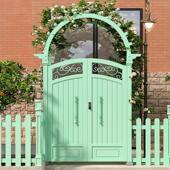 法式 别墅花园门户外庭院门铁艺大门现代民宿铝艺栅栏门入户花园门