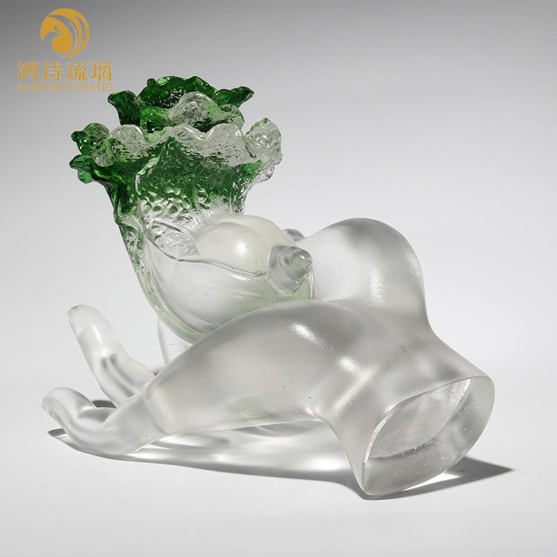鸿诗琉璃佛手摆件玄关如意家居客厅装饰品桌面白菜工艺品创意水晶