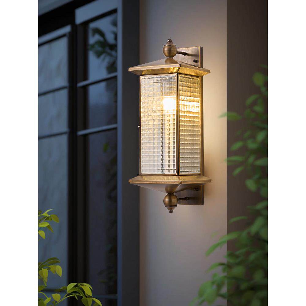 全铜太阳能户外壁灯防水别墅欧式庭院门柱两侧壁灯户外露台灯