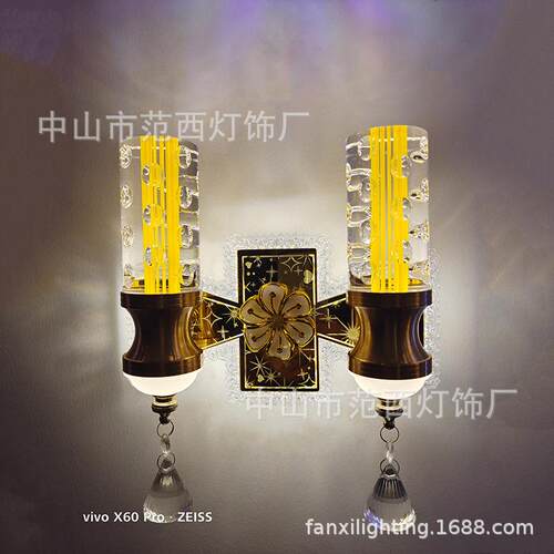 中山双头水晶亚克力花朵双头上下发光壁灯简约走道灯楼梯灯