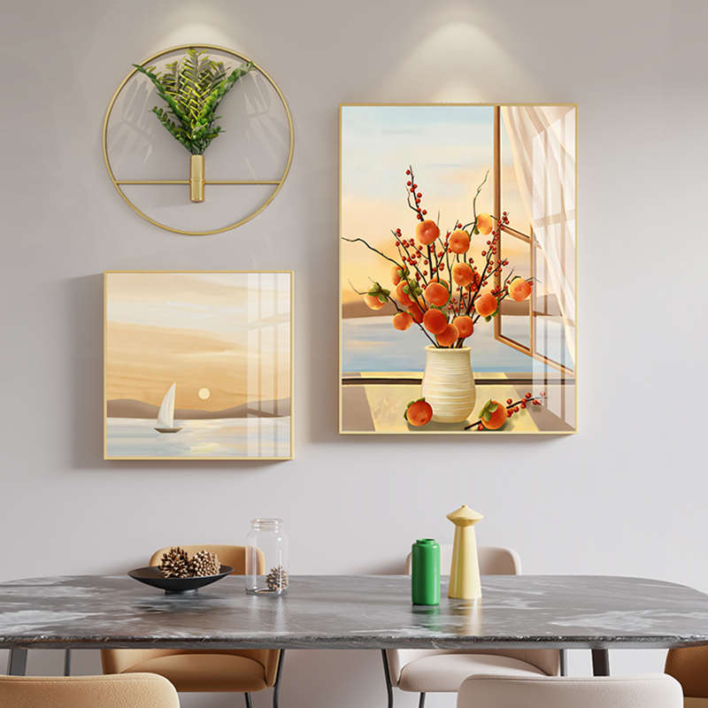 餐厅装饰画现代简约餐桌背景奶油风墙壁画北欧轻奢高级感饭厅挂画